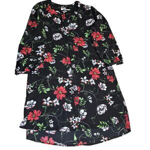C and E Red/White/Black Floral Blouse/Dress Size S